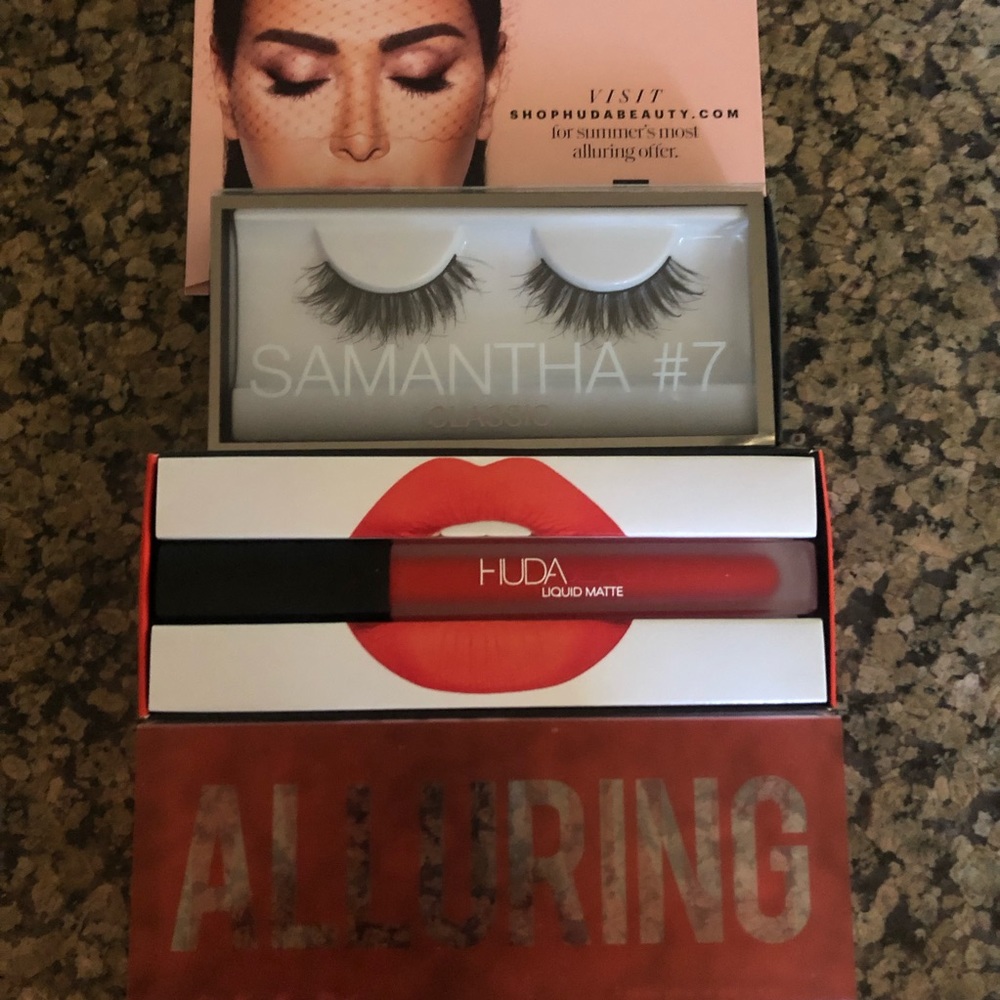 HUDA BEAUTY Matte Lip Alluring & Samantha 7 lashes